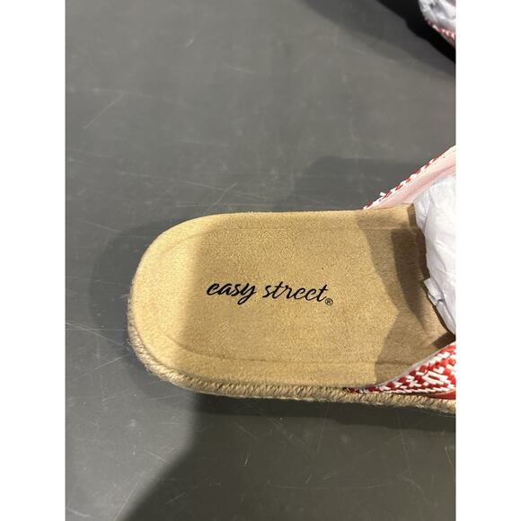 Easy Street NWT Women's Starling Slip-On Woven Sandals Red & White Size 10 - Picture 6 of 7